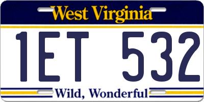 WV license plate 1ET532