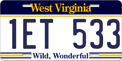 WV license plate 1ET533