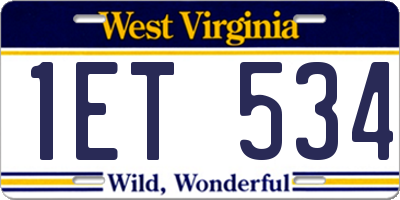 WV license plate 1ET534