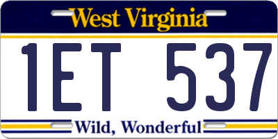 WV license plate 1ET537