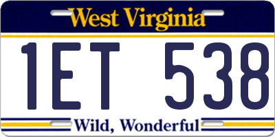 WV license plate 1ET538