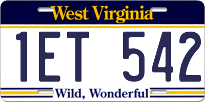 WV license plate 1ET542