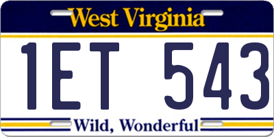 WV license plate 1ET543