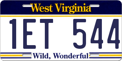 WV license plate 1ET544