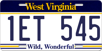 WV license plate 1ET545