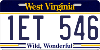 WV license plate 1ET546
