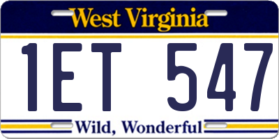WV license plate 1ET547