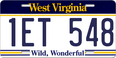 WV license plate 1ET548