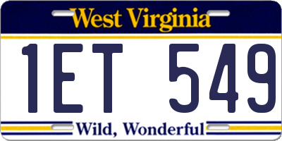 WV license plate 1ET549