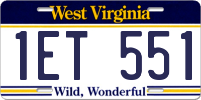 WV license plate 1ET551