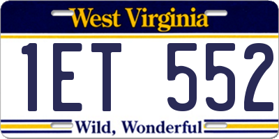 WV license plate 1ET552