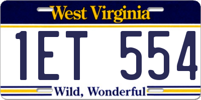 WV license plate 1ET554