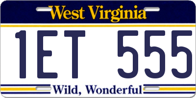 WV license plate 1ET555