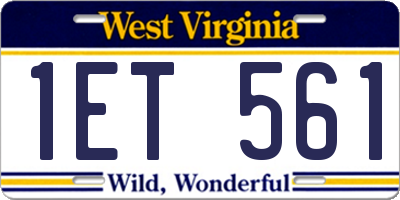 WV license plate 1ET561