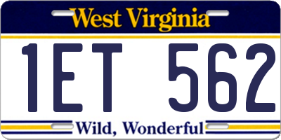 WV license plate 1ET562
