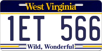 WV license plate 1ET566