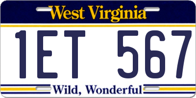 WV license plate 1ET567