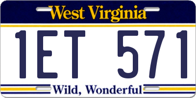 WV license plate 1ET571