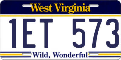 WV license plate 1ET573