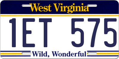 WV license plate 1ET575