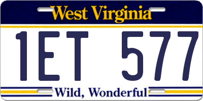 WV license plate 1ET577