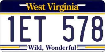 WV license plate 1ET578