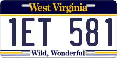 WV license plate 1ET581