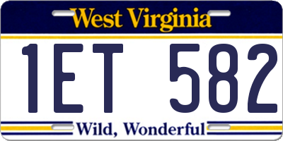 WV license plate 1ET582