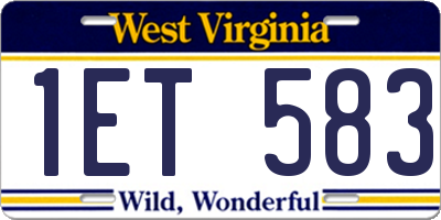 WV license plate 1ET583