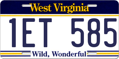 WV license plate 1ET585
