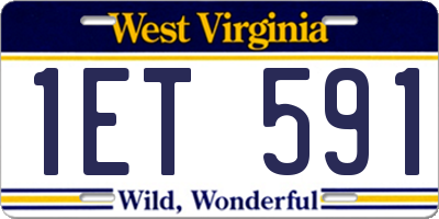 WV license plate 1ET591