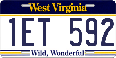 WV license plate 1ET592