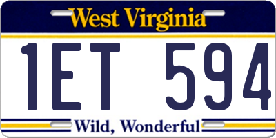 WV license plate 1ET594