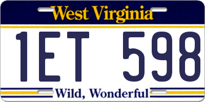 WV license plate 1ET598