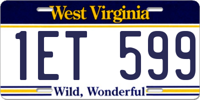 WV license plate 1ET599