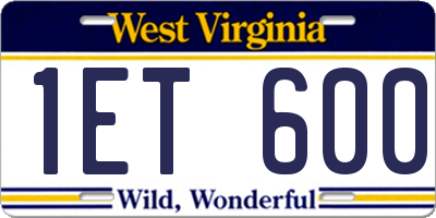 WV license plate 1ET600