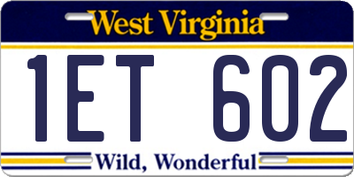WV license plate 1ET602