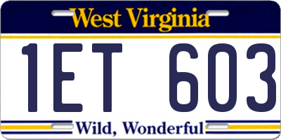WV license plate 1ET603