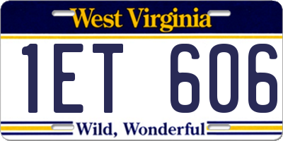 WV license plate 1ET606