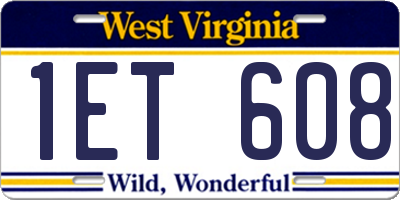 WV license plate 1ET608