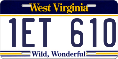 WV license plate 1ET610