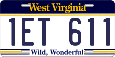 WV license plate 1ET611