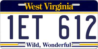 WV license plate 1ET612