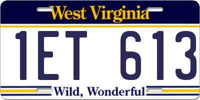 WV license plate 1ET613