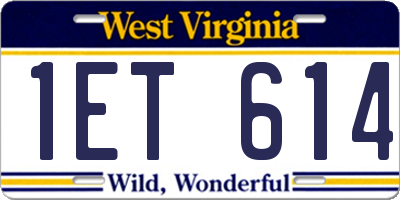 WV license plate 1ET614