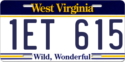 WV license plate 1ET615