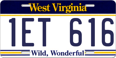 WV license plate 1ET616
