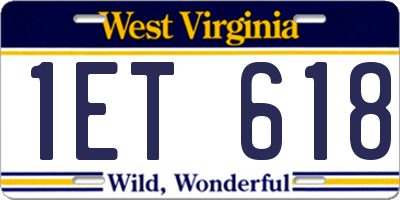 WV license plate 1ET618