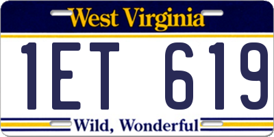 WV license plate 1ET619