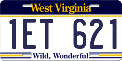 WV license plate 1ET621